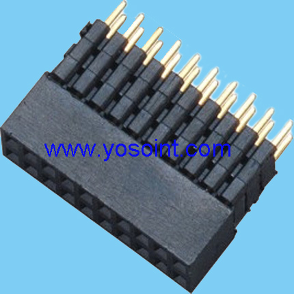 2.0mm female header H6.35 double row straight solder with male header insulator