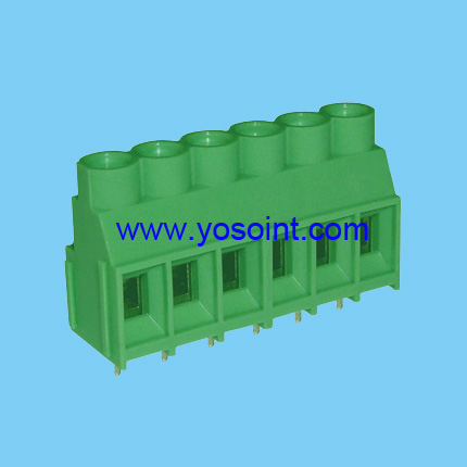 6.35mm Pitch Green PCB Mount Terminal Block 300V 10A