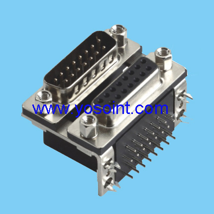 DR D-SUB connector right angle 15P male to 15P female