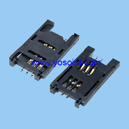 SIM Card Connector SIM Card Holder SMT Type 6P With Post