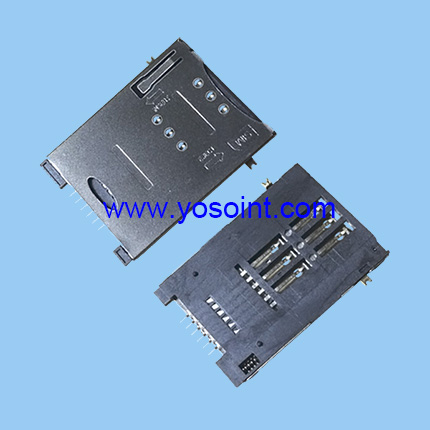 SIM Card Connector Push 6P SMT with post
