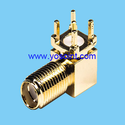 SMA connector female right angle solder through PCB