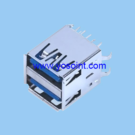 USB 3.0 A Type Female Dual Port Straight Height 15.62