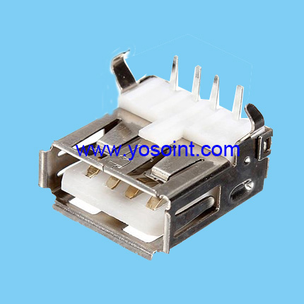 USB Connector 2.0 A Type Female Right-angle Straight Tabs Shielded with Side Flange